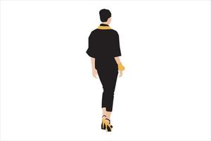 Vector illustration of fashionable women walking on the sidewalk