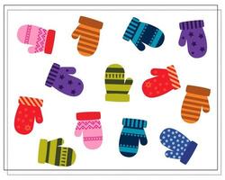 A logical game for children. find a pair for a mitten vector