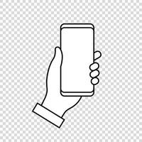 mano que sostiene el teléfono móvil. ilustración vectorial vector