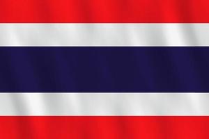 bandera de tailandia con efecto ondeante, proporción oficial. vector