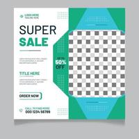 Super sale social media post template vector