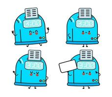 Funny cute happy punch clock characters vector