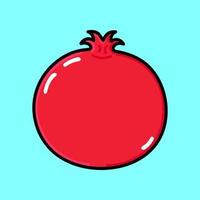 lindo personaje divertido de fruta de granada. icono de ilustración de personaje kawaii de dibujos animados dibujados a mano vectorial. aislado sobre fondo azul. concepto de personaje de fruta de granada vector