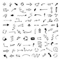 Vector set of hand-drawn arrows, elements for presentation