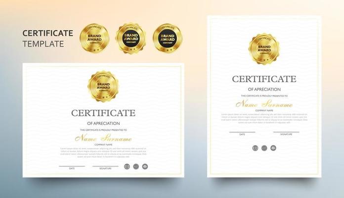 Certificate of appreciation template with luxury and modern pattern, diploma, vector illustration