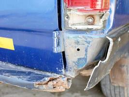 car body after crash. rear bumper after an accident photo