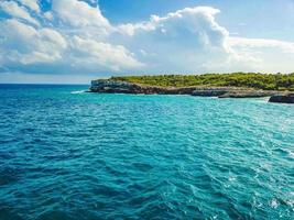 Panorama cliffs bay Cala Mondrago Mallorca Balearic Islands Spain. photo