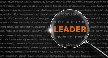 Word cloud with Leader word. Business Concept. photo