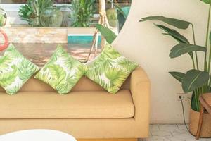 comfortable pillows decoration on sofa photo