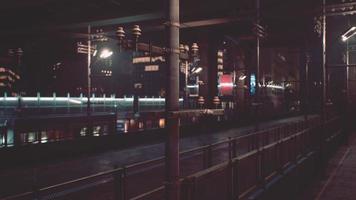 night scene of japan city with neon lights photo