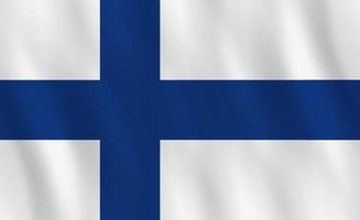 Finland flag with waving effect, official proportion. vector
