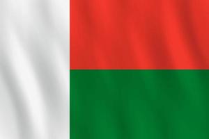 bandera de madagascar con efecto ondeante, proporción oficial. vector