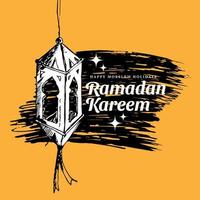 Hand drawn Sketch Ramadan Kareem Illustration vector