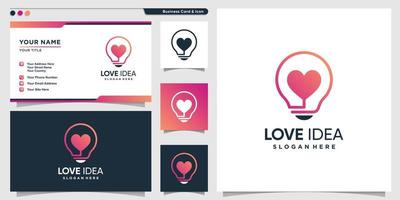 Love logo with smart creative style and business card design template, idea, smart, Premium Vector