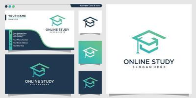 logotipo de estudio en línea con estilo de contorno moderno y vector premium de diseño de tarjeta de visita