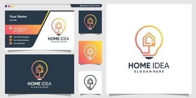 Home logo with creative idea style and business card design template, home, idea, smart, Premium Vector