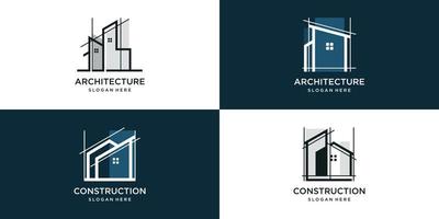 conjunto de colección de logotipos de construcción con concepto moderno y único, construcción, arquitecto, vector premium