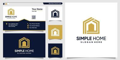 logotipo de inicio con estilo de esquema simple y diseño de tarjeta de visita, edificio, casa, plantilla, vector premium