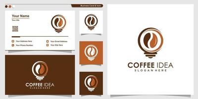 Coffee idea logo with modern abstract style and business card design template, cafe, barista, smart, Premium Vector