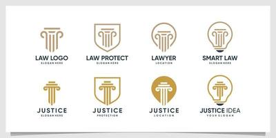 Lawyer logo collection with different elements and uses, smart, shield, location, idea, logo design, Premium Vector