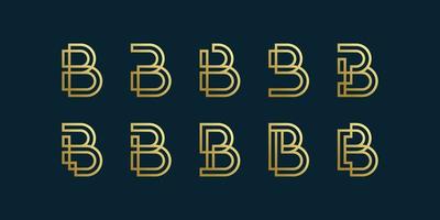 Letter B logo collection with golden gradient line art style, initial, letter Premium Vetor vector