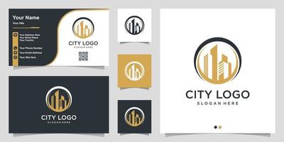 logotipo de la ciudad con concepto de círculo moderno y plantilla de diseño de tarjeta de visita vector premium