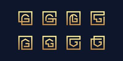 conjunto de colección de logotipos de letra g con vector premium de estilo dorado