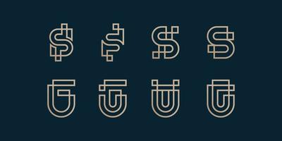 Set of letter logo collection with initial S, P, and Q Premium Vector