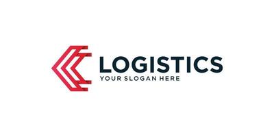 logotipo de logística con concepto único moderno, transporte, envío, entrega, plantilla, vector premium