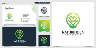 Tree logo with modern gradient shape style and business card design template, tree, idea, smart, Premium Vector