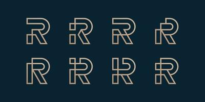 Set of letter logo collection with initial R line art concept, line art, company Premium Vector