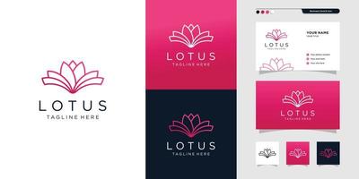 design template lotus logo and business card design, business card design, line art, plant, spa, beauty, health, Premium Vector