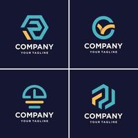 Cool abstract logo collection, shape, company, business, accounting, icon, unique, Premium Vector