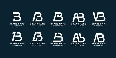 conjunto de colección de logotipos de letra b con vector premium de estilo limpio, audaz y único