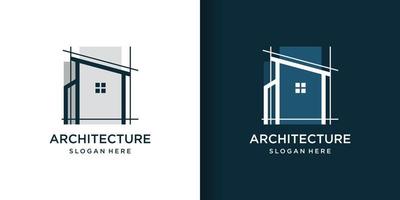 logotipo de arquitectura con estilo de arte de línea, edificio, único, vector premium