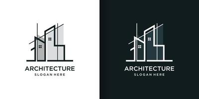 logotipo de arquitectura parte 2 con estilo de arte de línea, edificio, único, vector premium