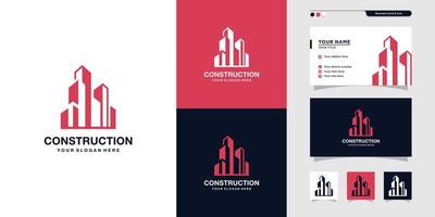 Modern construction logo design, building, real estate, architect Premium Vector