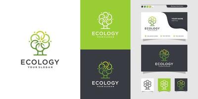 logotipo ecológico único y diseño de tarjeta de visita. salud, cuidado, vivir, vida, icono vector premium