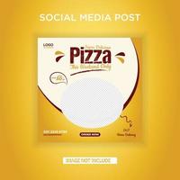 menú de comida y delicioso banner de redes sociales de pizza vector