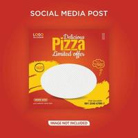 Delicious pizza banner social media post template vector