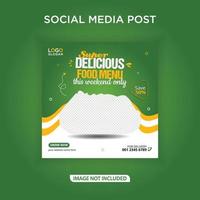 Super delicious food menu banner social media post vector