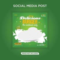 Delicious burger banner social media post vector