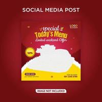 Special today menu banner social media template vector