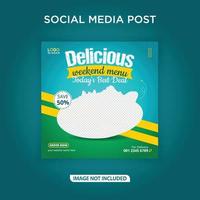 Delicious food menu banner social media post