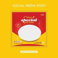 banner de redes sociales de menú de comida especial vector