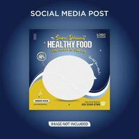 Super healthy food social media banner post template vector