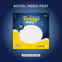 Today's food menu social media post template vector