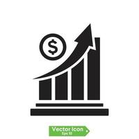 Business Growth Start Up Investment Graph. Flat Vector Icon Set.