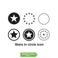 comienza en el icono de círculo. Estrellas en círculo icono ilustración vectorial diseño gráfico vector