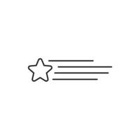 Ilustración de vector plano de símbolo de icono de estrella fugaz para diseño gráfico y web.